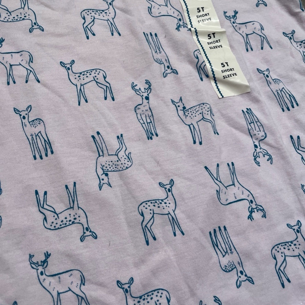 Cat & Jack Kids' Light Pink Deer Pattern T-Shirt - Picture 4 of 5